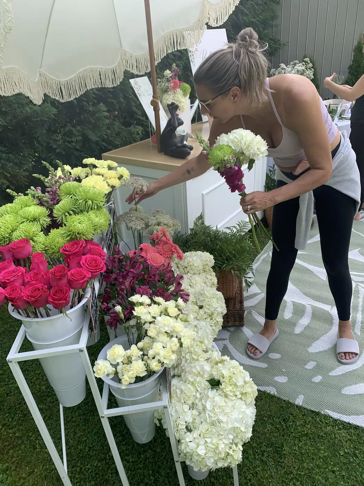 Choosing blossoms with intention.